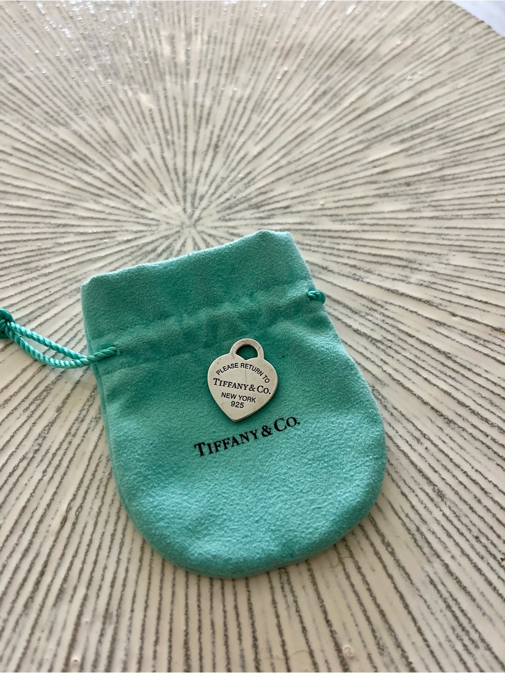 Tiffany & Co. Sterling Heart Tag with Signature Blue Pouch